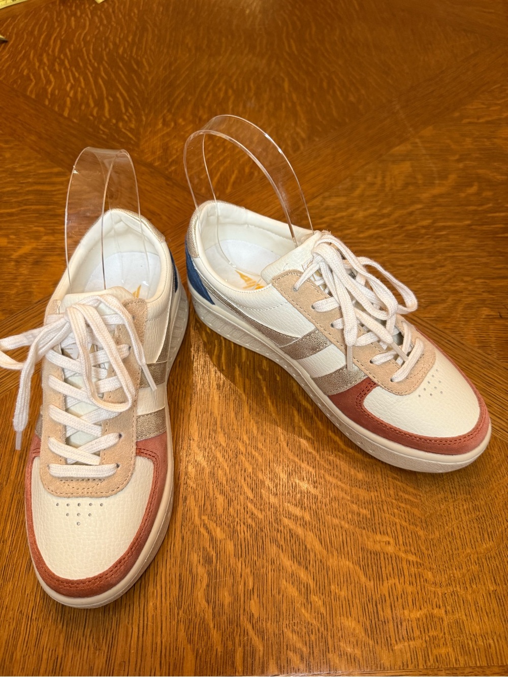 Gola White Sneakers with Metallic Gold Accents